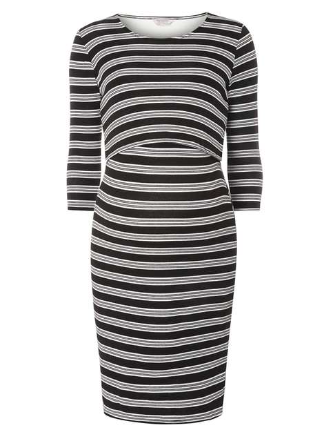 **Maternity Monochrome Stripe Dress
